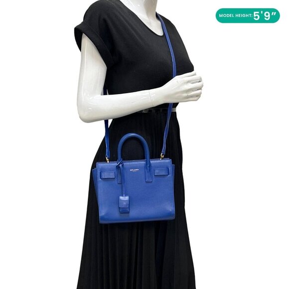 Yves Saint Laurent Sac de Jour Nano Leather Crossbody Bag Blue - Picture 2 of 11